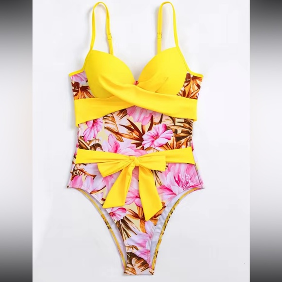 Boho tropical floral print one piece swimsuit - Picture 13 of 16